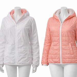 NWT Modern Bubble Reversible Puffer Jacket White Coral 2XL